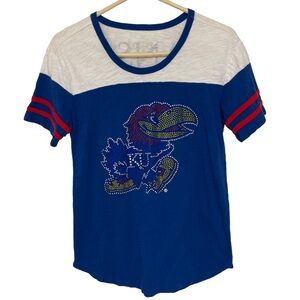 Kansas KU Jay Hawk NCAA E5 Embellished Shirt Women’s Medium